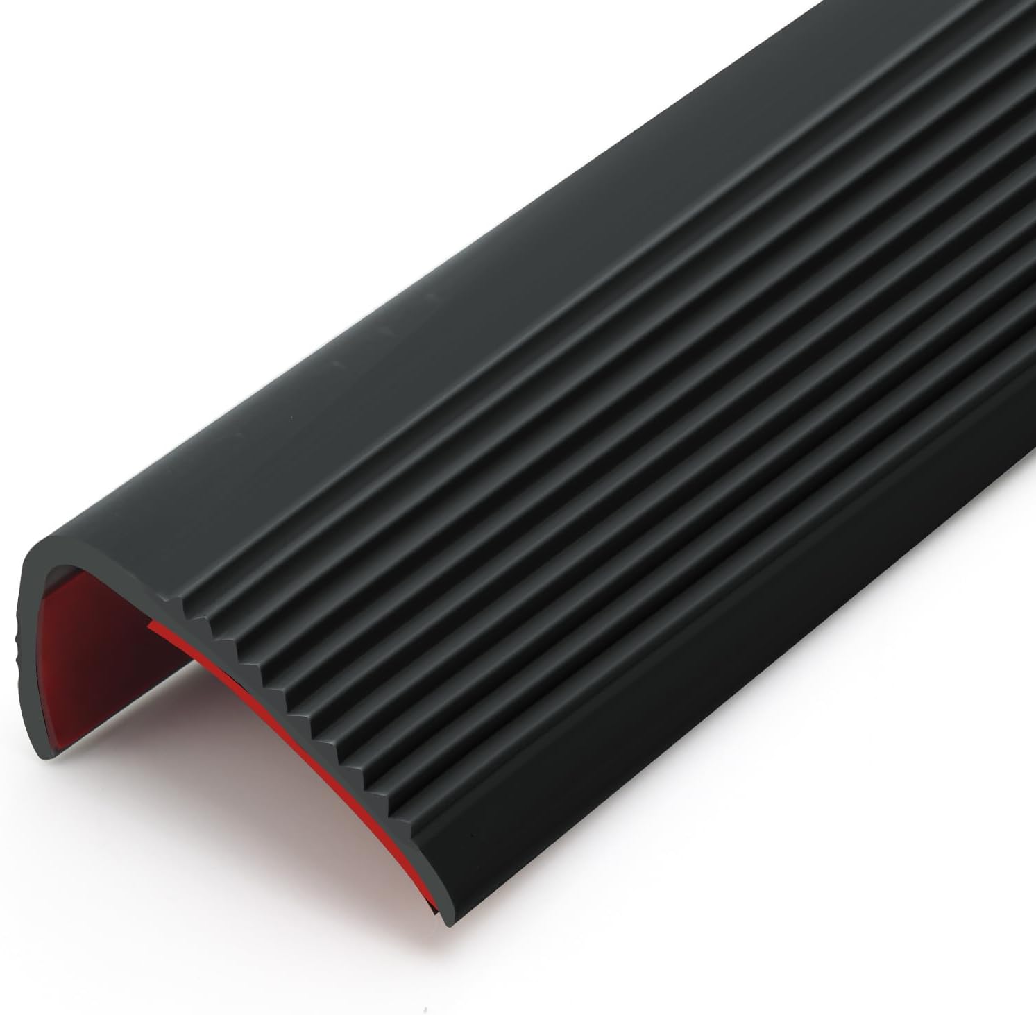 Stair Anti Slip Nosing, Self-Adhesive Vinyl Edging Strip, Flexible PVC Rubber Treads Edge Trim for Outdoor & Indoor Uses (32.8ft, Black)