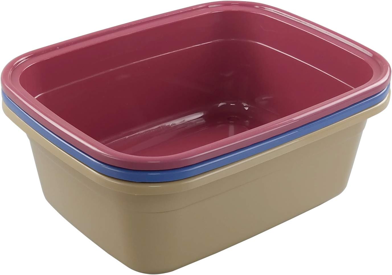 Farmoon 12 Quart Rectangular Wash Basin, Plastic Dishpan/Tub for Sink, 3 Packs