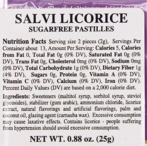 12-Pack Lakerol Salvi Licorice Sugar Free Pastilles Stevia Candy 0.88-ounce Packages