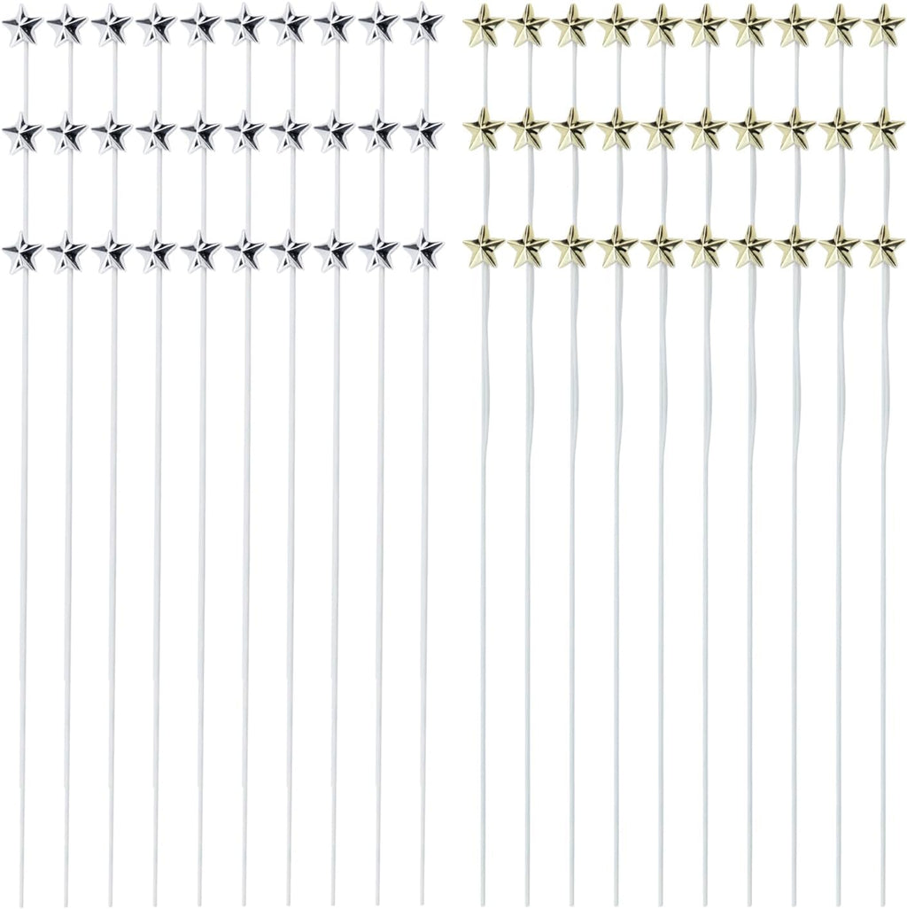 60PCS 3D Star Cake Toppers Golden & Silver Star Cupcake Topper Dessert Cake Decoration for Birhday Engagement Wedding Party