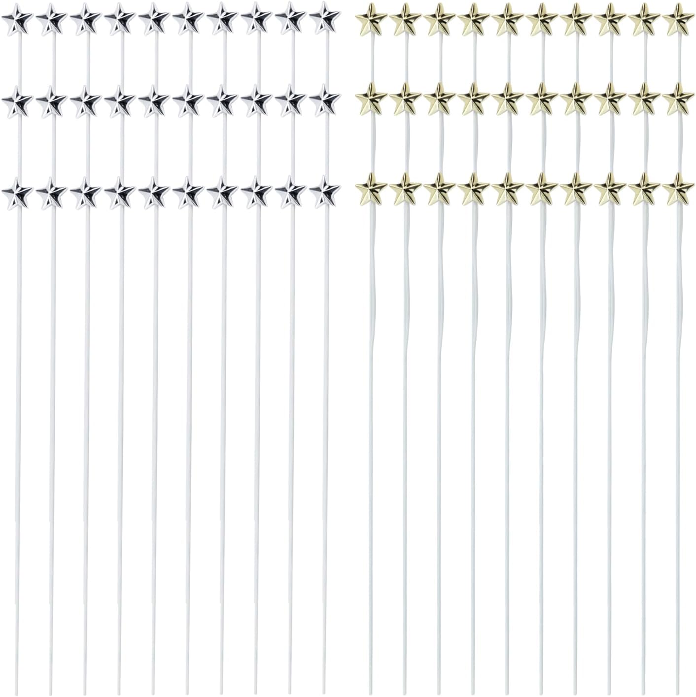 60PCS 3D Star Cake Toppers Golden & Silver Star Cupcake Topper Dessert Cake Decoration for Birhday Engagement Wedding Party