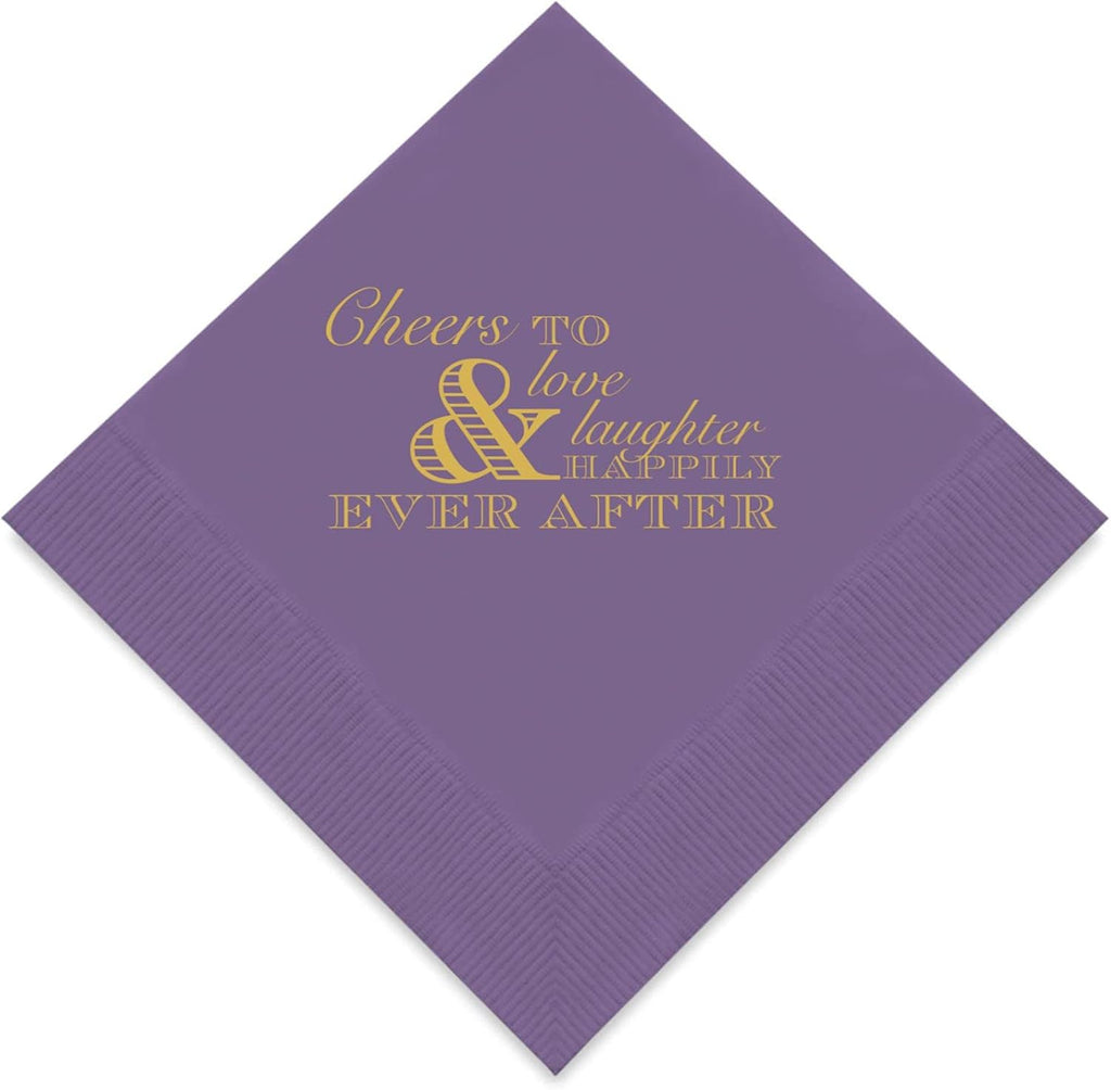 Weddingstar 3-Ply Gold Foil Cocktail Napkins Purple - Wedding Cheer