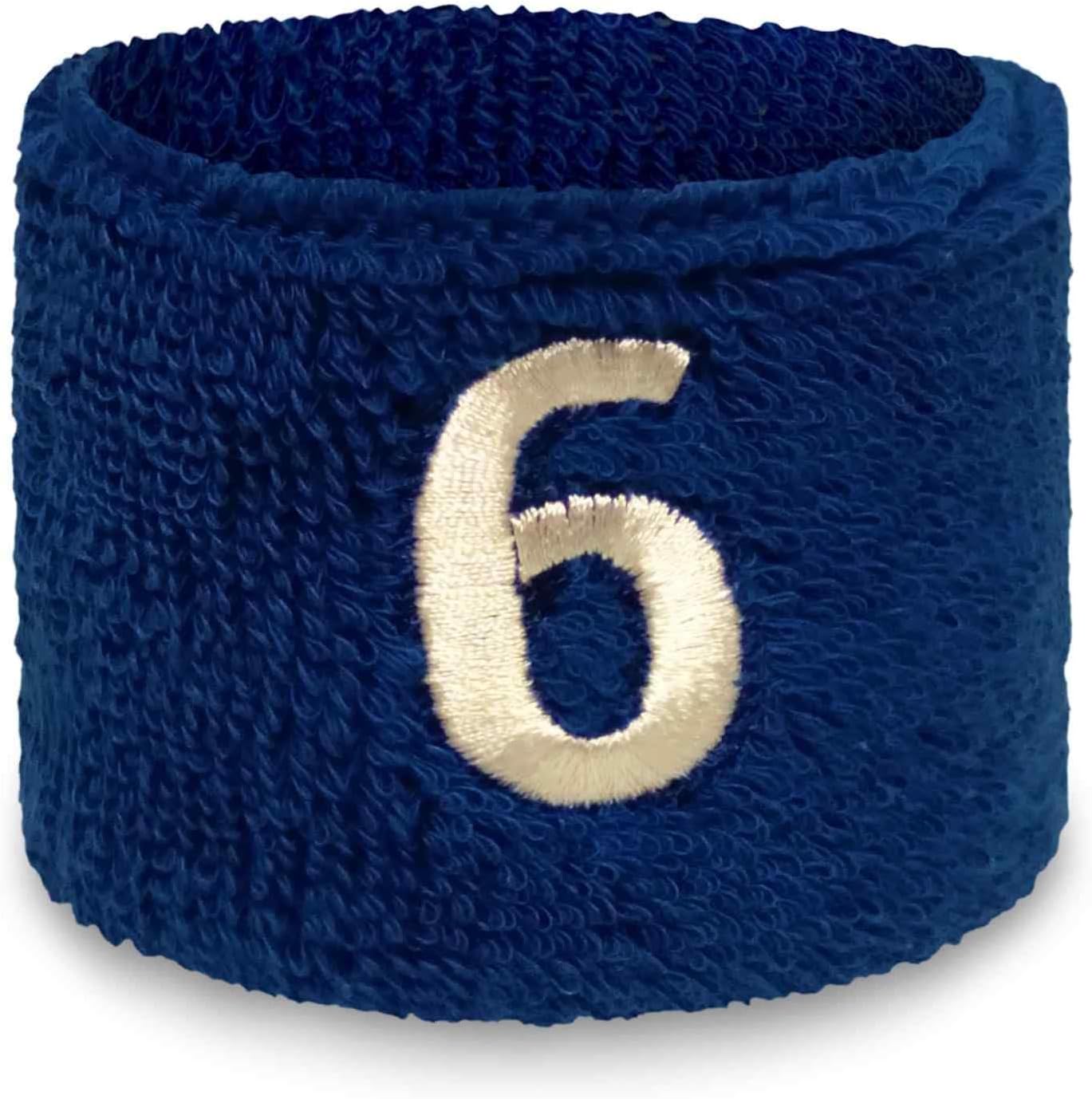 Couver Unisex Blue Sports/Athletic with Number Embroidery Sweat Wristband, One Size, 1 Piece