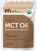 Micro Ingredients Organic MCT Oil Powder with Prebiotic Fiber,1 Pound (16 Ounce) | C8 MCT Oil for Coffee Creamer | No GMOs, Keto Diet, Vegan