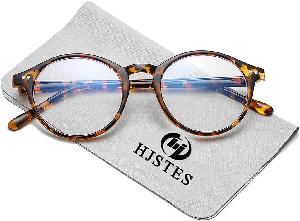 HJSTES Vintage Blue Light Glasses for Women Men Round Bluelight Blocking Glasses Thick TR90 Frame Eyeglasses