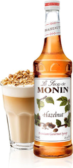 Monin - Hazelnut Syrup, Nutty Taste of Caramelized Hazelnut, Natural Flavors, Great for Mochas, Lattes, Smoothies, Shakes, and Cocktails, Non-GMO, Gluten-Free (750 ml)