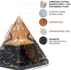 Shungite Orgonite Pyramid for Energy cleansing, Protection, Grounding Energy, Spiritual Healing | Handmade Orgonite pyramids with Copper Coil and Crystal Quartz for Chakra Protection