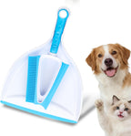 Pet Rubber Brush with Mini Dustpan,Dog Cat Hair Removal Brush with Squeegee,Portable Small Carpet Brush for Clothes,Cars,Sofa,Bed Sheet