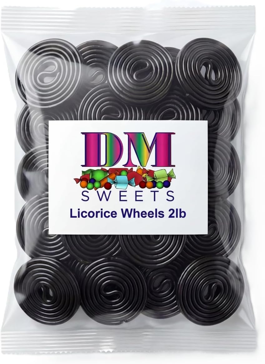 Black Licorice Wheels Candy 2 lb Bag – Soft Chewy Classic Twists Bulk Retro Snack Treats. Approximately 80 Wheels per Bag