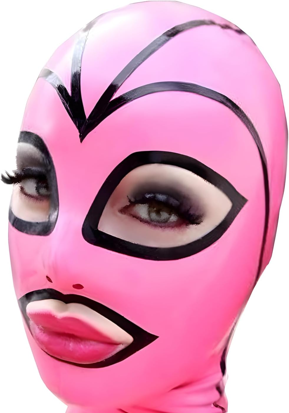 IOKUKI Latex Hood Rubber Mask Handmade for Men Women,Latex Open Mouth Mask with Back Zipper and Nostril Breathing