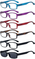 Eyekepper Reading Glasses 6 Pack Comfort Reader Eyeglasses Include Reading Sunglasses for Men Women +2.25