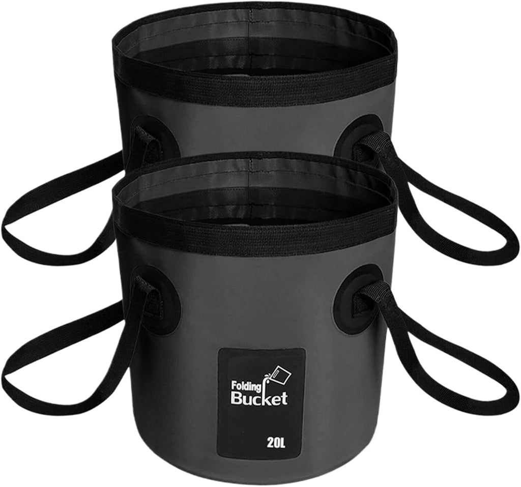 BANCHELLE Collapsible Bucket Water Container Portable Folding Camp Wash Basin for Outdoor Traveling Hiking Fishing Car Washing Gardening Camping 2 PCS