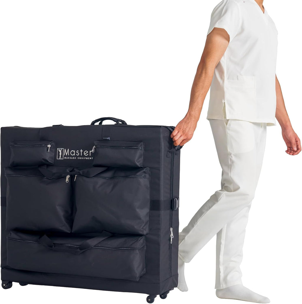 Master Massage Universal Size Wheeled Massage Table Carry Case with Wheels, Oversized Carrying Bag for Foldable Massage Bed with Castors-Fits 27” to 32” Width Folding Massage Table- Black