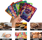 100 Packs Holographic 3.5g Mylar Candy Bags With Designs, Resealable 3.5 grams Baggies, 4x5 Inches Stand up Packaging Food Storage Bag