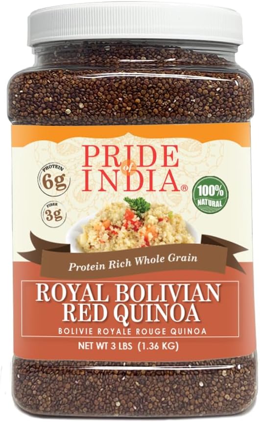 Pride Of India - Natural Royal Red Bolivian Quinoa - Protein Rich Whole Grain Jar, 3 lbs Jar