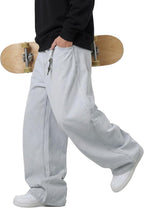 Baggy Hip Hop Jeans for Men Wide Leg Skater Denim Pants Casual Loose Fit Long Trousers