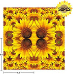 50 Count Sunflower Napkins - Yellow Sunflower Themed Cocktail Paper Napkins - Disposable for Parties