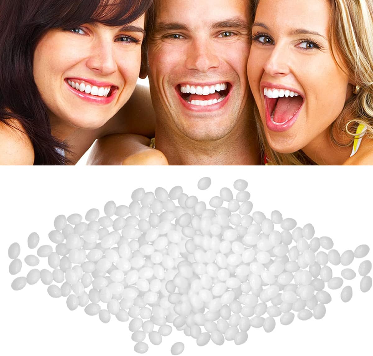 Tooth Repair Kit - 30ml / 1.05 oz Teeth Replacement with Moldable Heat Fit Beads for Temporary Restoration of Missing or Broken Teeth and Dentures, Including Clear Instructions and Plastic Clip