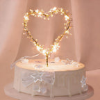 Mother's Day Cake Topper Love Heart Pearl Cake Toppers with LED Light for Mothers Day Birthday Wedding Party Decoration, 5.2 x 7.9 Inch