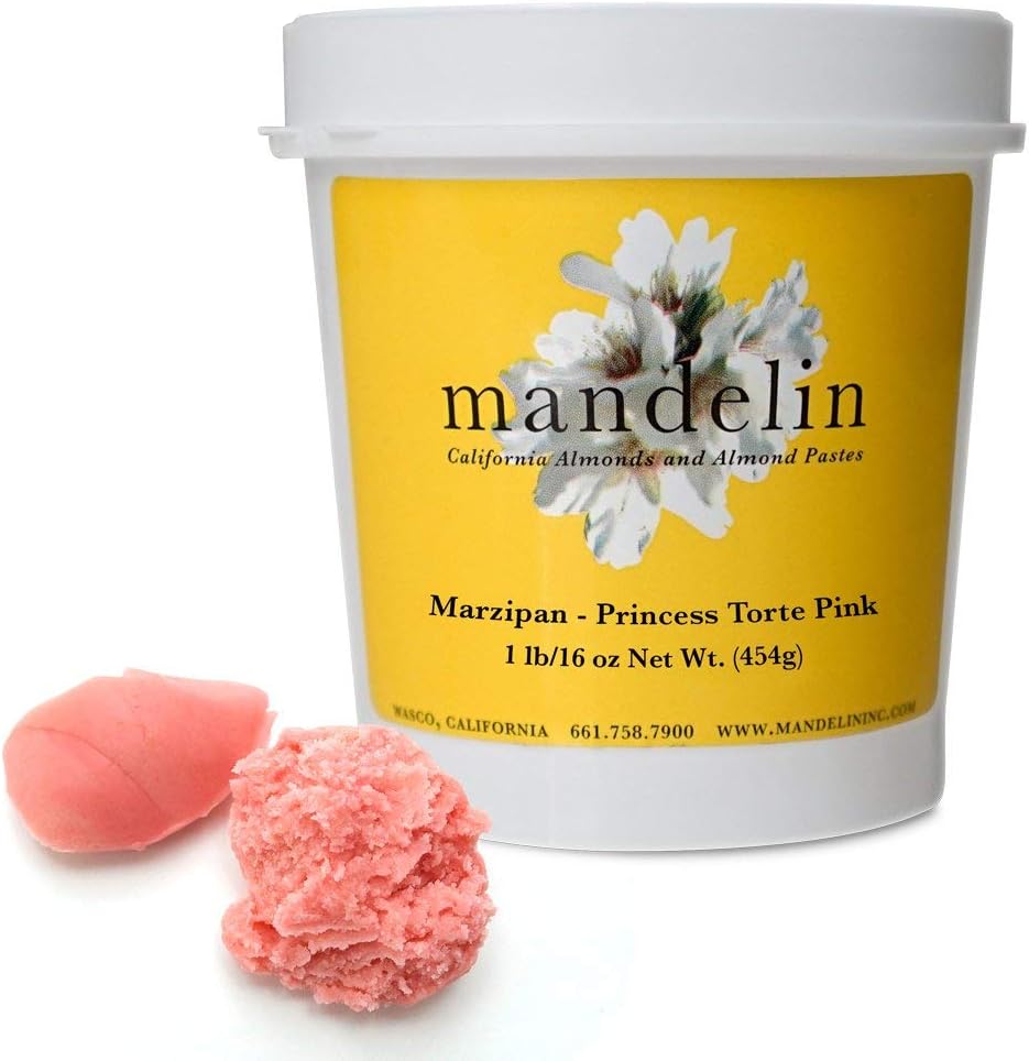 Mandelin Princess Torte Pink Marzipan Modeling Paste, 33% Almonds, 67% Sugar (Pink, 1 lb)