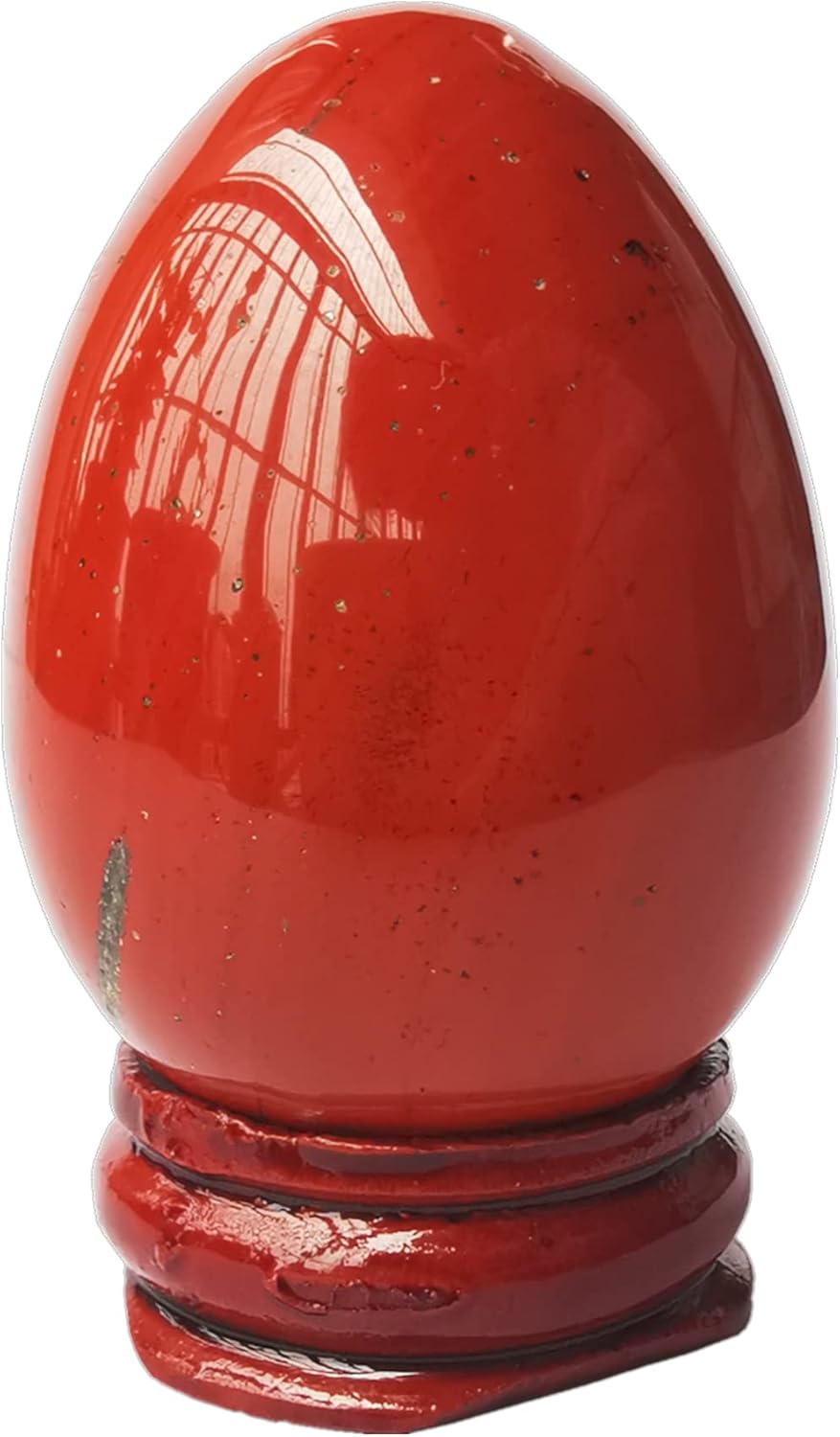 Natural Red Jasper Egg-Shape Meditation Chakra and Home Decor Balancing Gemstone and Crystals Figurines Kit,1.96"x 1.37"Reiki Healers and Yoga Practioner,with Wooden Stand