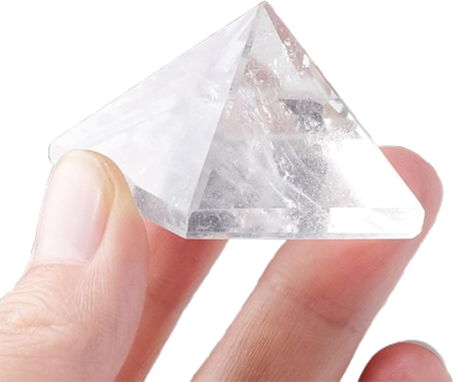 Crystal Healing Stones Clear Quartz Pyramid Prism,Natural Energy Chakra Stone,Reiki Pyramid Decoration for Meditation, Spiritual Healing, Office Feng Shui,8cm