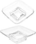 Cabilock 2pcs Glass Soap Dish Set with Anti-Slip Design Small Square Frosted Soap Tray for Bathroom and Kitchen Bar Holder Decorative and Practical Bath Tub Container