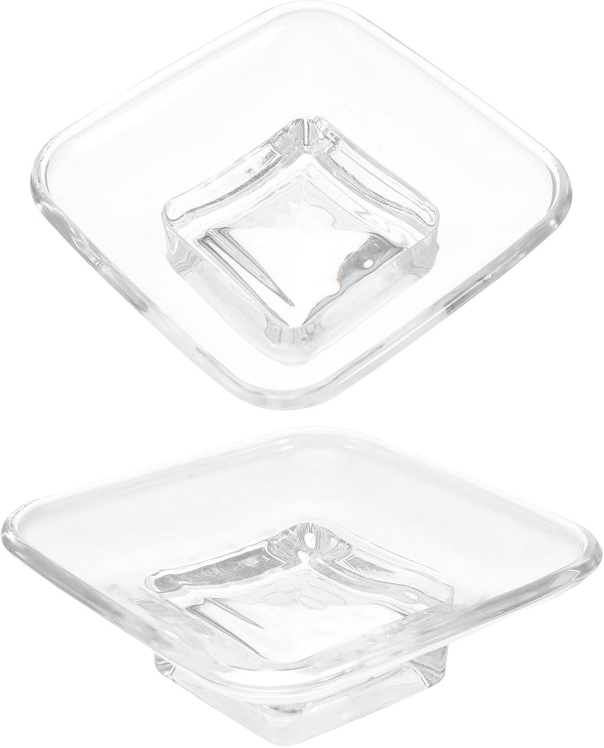 Cabilock 2pcs Glass Soap Dish Set with Anti-Slip Design Small Square Frosted Soap Tray for Bathroom and Kitchen Bar Holder Decorative and Practical Bath Tub Container