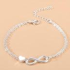 Silver Bracelet for Women, Adjustable Layered Charm Chain Bracelets, Dainty Fashion Jewelry Gifts for Her