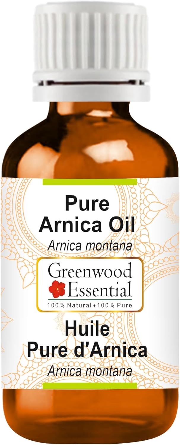 Greenwood Essential Arnica Oil (Arnica Montana) | Infused | Pure | Non-Sticky | Lightweight | for Massage Preparations | Natural | Ayurvedic | for Men & Women | All Skin Types | 100ml (3.38 oz)