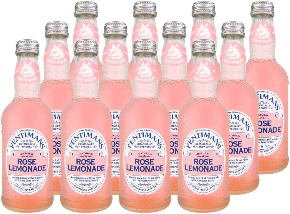 Fentimans Sparkling Rose Lemonade - Sparkling Pink Lemonade with Natural Ingredients, Mixer, Craft Soda, Botanically Brewed Lemonade - 9.3 Fl Oz (Pack of 12)