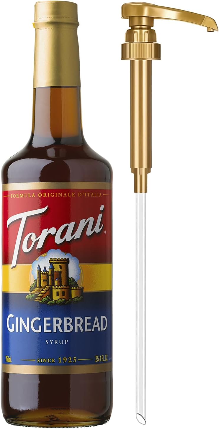 Torani Coffee Syrup, Gingerbread Flavoring for Drinks, Pump Included, 25.4 Fl Oz