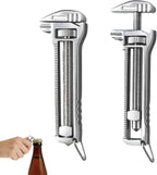 2 PCS Compact Titanium Multitool, Portable Mini Multitool Wrench, Multifunctional Bottle Opener Tool with Mini Adjustable Wrench, Nail Puller and Keychain Design, For Travel Hiking Camping