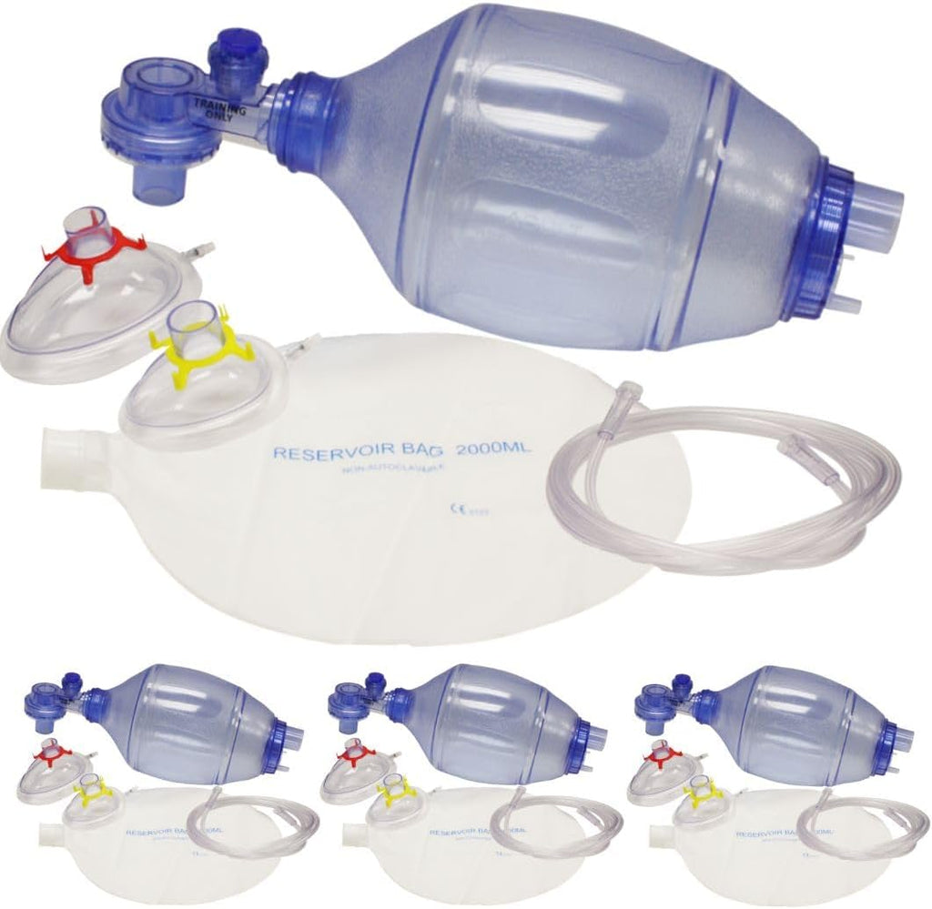 MCR Medical 4-Pack CPR Training Bag Valve Mask (BVM) ADULT/CHILD in Mesh bag, BVM-3081-004