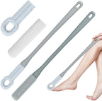 2pcs Soft Rubber Toe Scrubber with Replacement Brush Head Long Handle Toe Seam Massage Foot Washer Shower Cleaner for Seniors Elderly Men Women