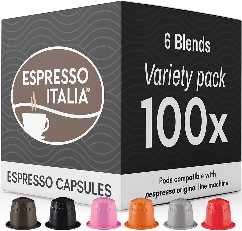 ESPRESSO ITALIA Capsules Compatible with Nespresso Machines, 100 Count - VARIETY PACK, Italian Coffee Pods Expresso