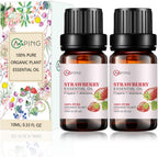 2-Pack Strawberry Essential Oil - 100% Pure Organic Natural Plant (Fragaria x ananassa) Strawberry Oil for Diffuser, Aroma, Spa, Massage, Yoga, Perfume, Body - 2x10ML