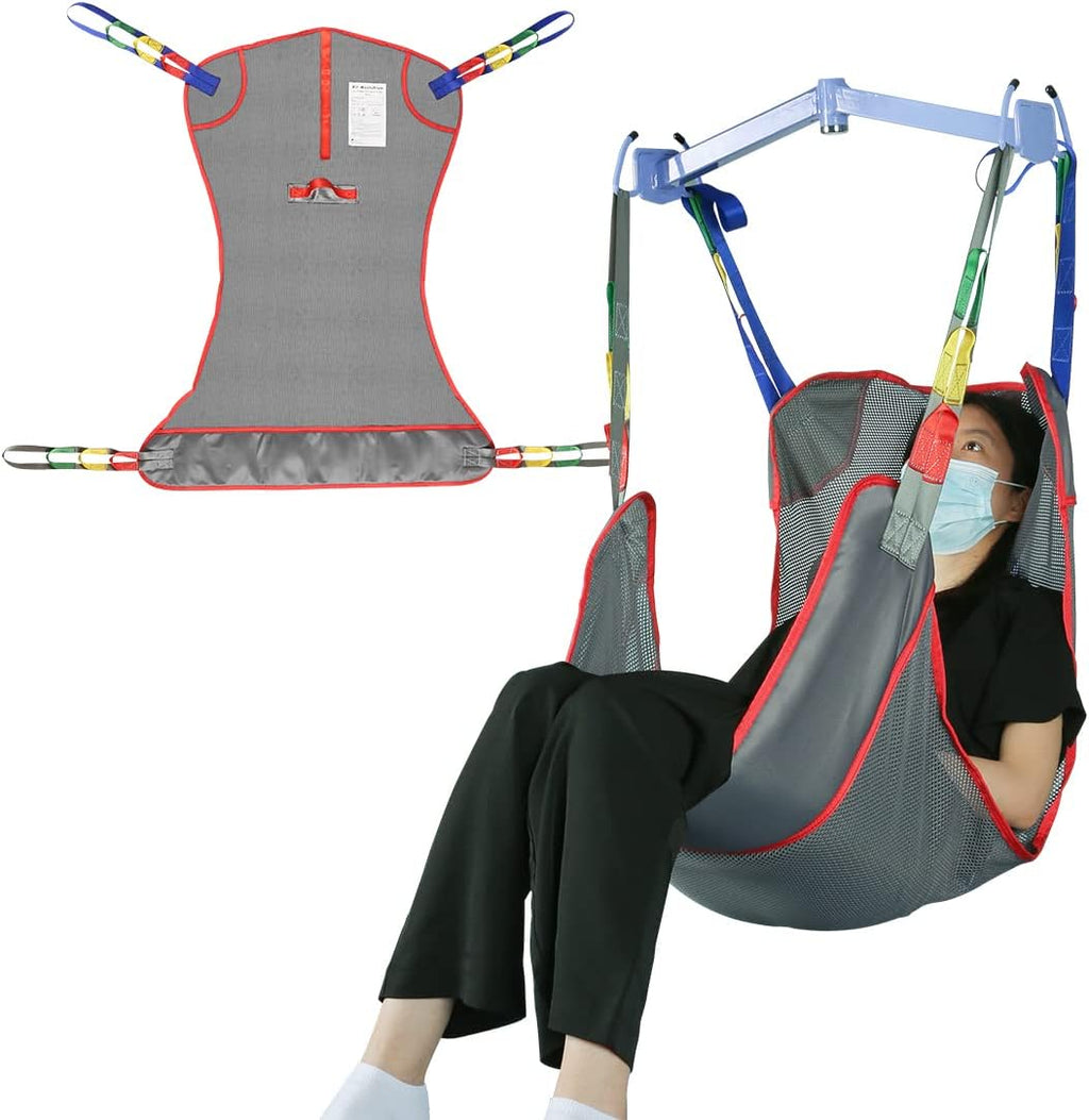 Universal Full Body Patient Lift Sling, Mesh U-Shape Transfer Sling for Toileting & Showering, Divided Leg Design, Compatible with Most Patient Hoist Lifts, 500 lb Capacity (Small)