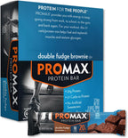 Promax Protein Bar, Double Fudge Brownie, 20g High Protein, Gluten Free, 12 Count