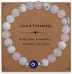 Empath Protection Happy Beads Natural Stone Healing Crystal Evil Eye Bracelet Jewelry Gifts For Women
