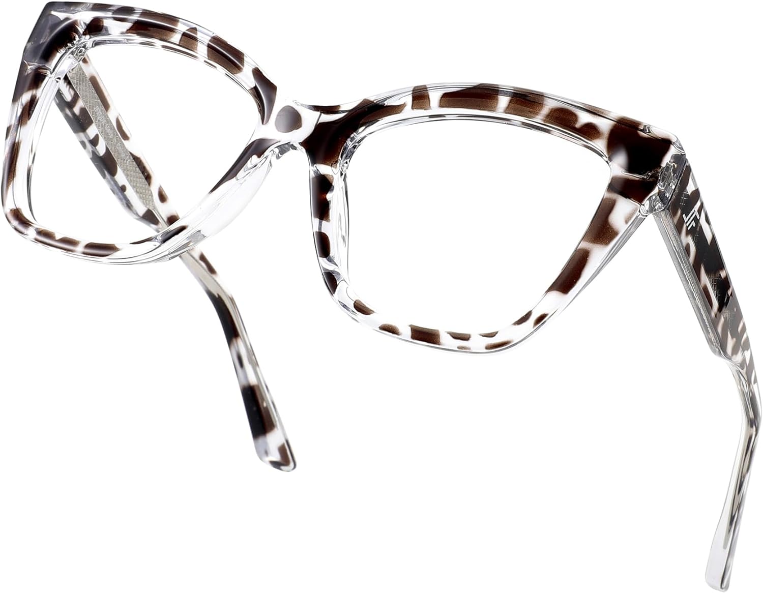 Women's Oversized Blue Light Blocking Glasses, Cat Eye Computer Gaming Glasses Anti Eyestrain & UV Glare RF6217 (Leopard Cateye Frame)