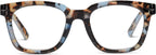 Peepers by PeeperSpecs Women's to The Max Square Light Blocking Reading Glasses, Blue Quartz, 49 + 1.5