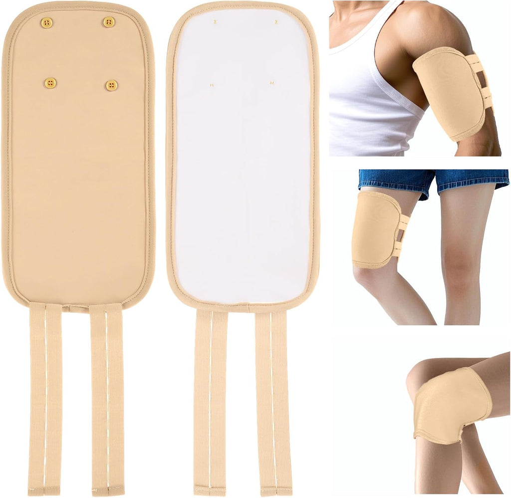 Ptwola 2 Pcs Castor Oil Pack Wrap Leakproof Caster Oils Compress Pads with Adjustable Elastic Shoulder Straps Reusable Essential Leg Care Pack for Men Women Elbow Hand Arm Thigh Leg Knee