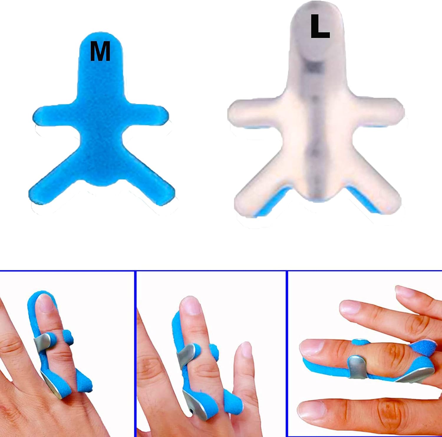 2 Size Trigger Finger Splint Frog Type Finger Brace, Finger Knuckle Immobilization, Mallet Broken Fingers Protector Aluminum Fold Over