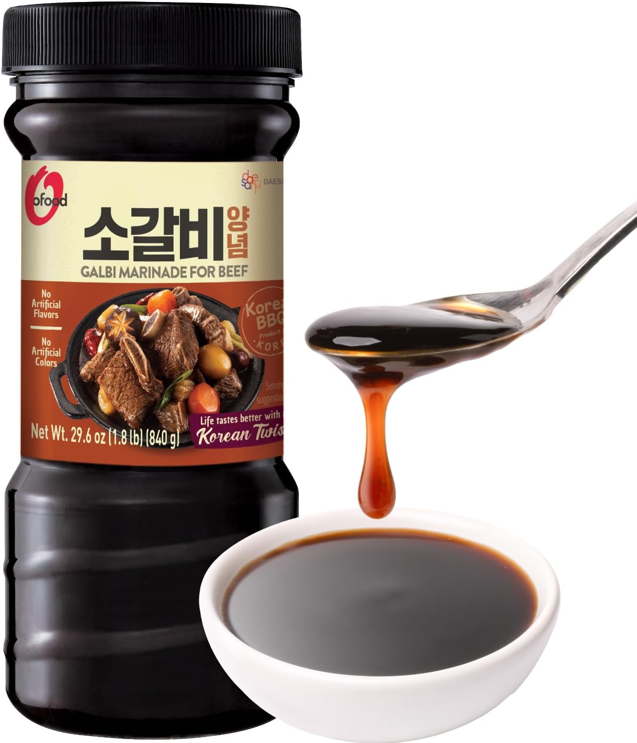 Korean Food O’Food BBQ Galbi Marinade Sauce 29.6oz (840g) | Authentic Korean BBQ Marinade, Sweet & Savory Flavor for Grilled Dishes, Chicken, or Tofu | Made in Korea, 소갈비 BBQ소스