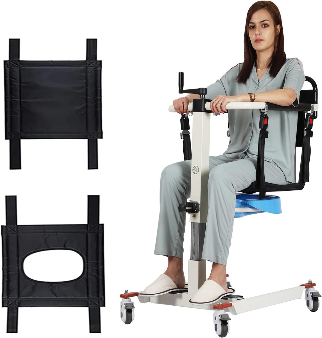 Patient Lift Transfer Chair Lift for Home Wheelchair,Portable Car Lift Bedside Commode Chair Steel Lift Aid, Adjustable Height Bathroom Wheelchair for Caregivers Elderly Living (Upgraded Style)