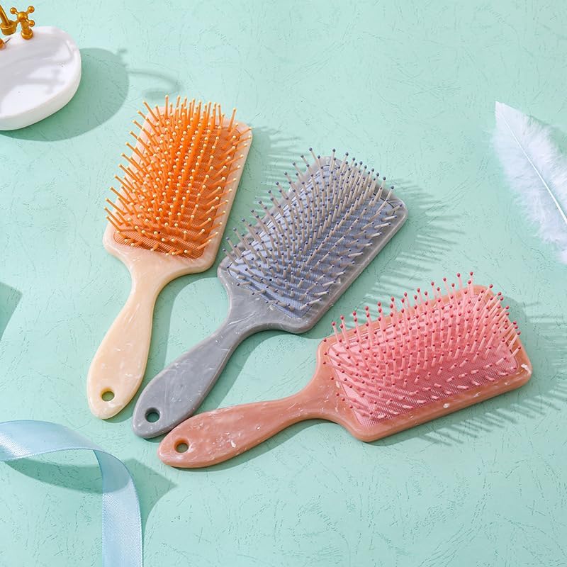 1Pcs Pink Air Cushion Comb Anti-tangle Anti-static Square Marble Detangling Hair Brush Wet Dry Head Massage Hair Comb Salon Styling Tools