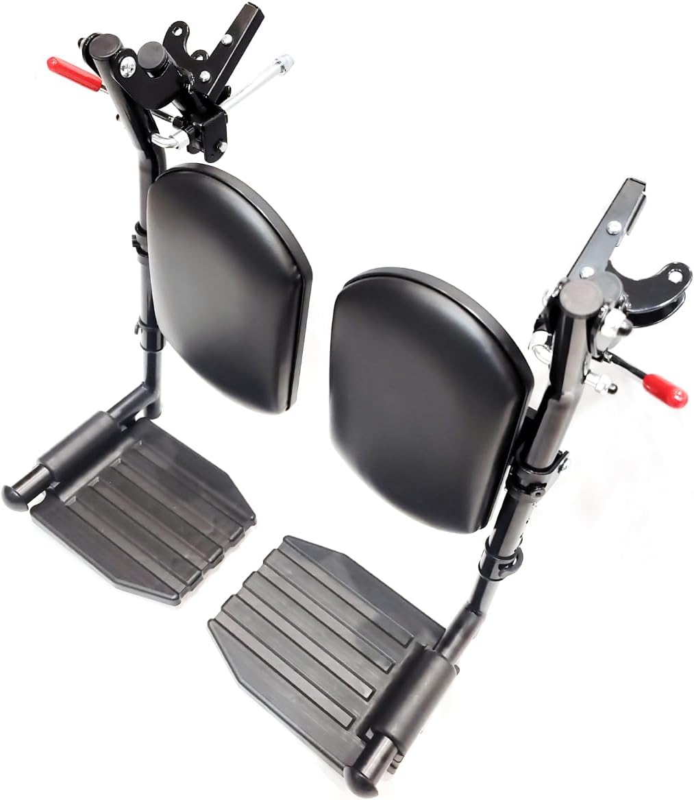 Wheelchair elevating Leg Rest with Padded Calf Pads,Foot Rest,for Drive Reclining and Standard Wheelchair, Transport Chair. Universal Replacement Parts, T94(1pr,Black)