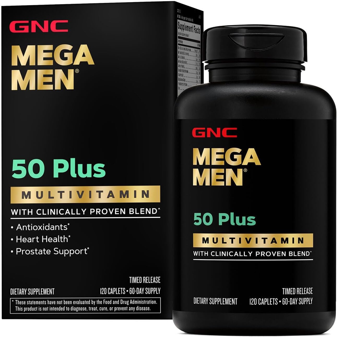 GNC Mega Men 50 Plus Multivitamin | Antioxidants | Heart Health | Prostate and Circulatory Support | 120 Count