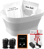 Ionic Foot Bath Detox Machine,Foot Detox Foot Bath Soak Tub with 2 Arrays,80 Disposable Foot Bath Liners,Detox Sea Salt,Folding Foot Spa Bucket,Home Salon-Level Foot Soaking Tub